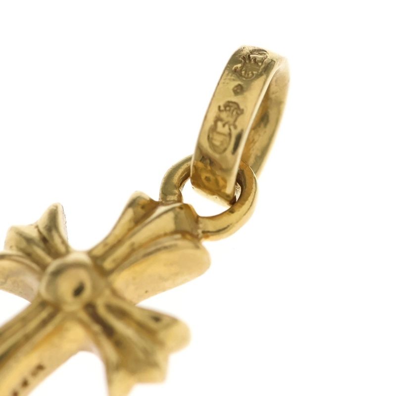 Chrome Hearts 22k Crs Bbyfat P Dia Baby Fat Cross Pave Diamond Pendant Top Gold