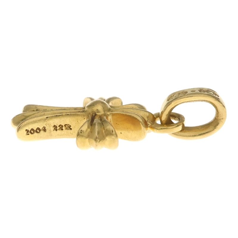 Chrome Hearts 22k Crs Bbyfat P Dia Baby Fat Cross Pave Diamond Pendant Top Gold