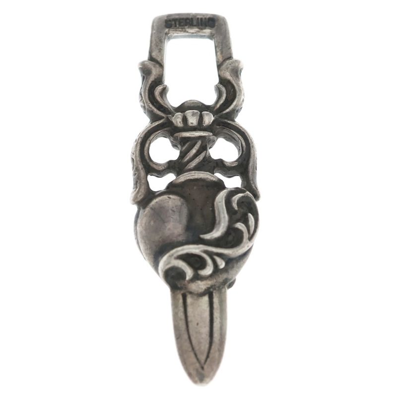 Chrome Hearts Dagger Heart Pendant Top Silver