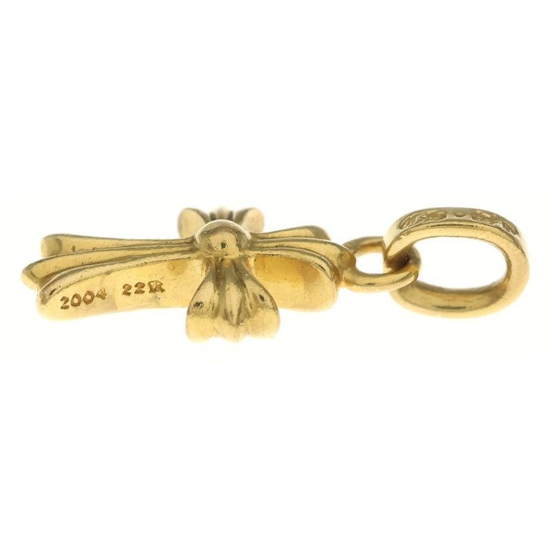 Chrome Hearts 22k Crs Bbyfat P Dia Baby Fat Cross Pave Diamond Pendant Top Gold