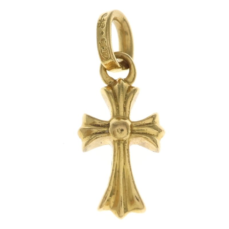 Chrome Hearts 22k Crs Bbyfat P Dia Baby Fat Cross Pave Diamond Pendant Top Gold