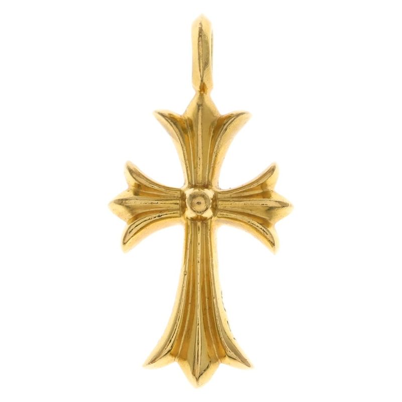 Chrome Hearts 22k Tny Crsf P Dia Tiny Fat Cross Pave Diamond Pendant Top Gold
