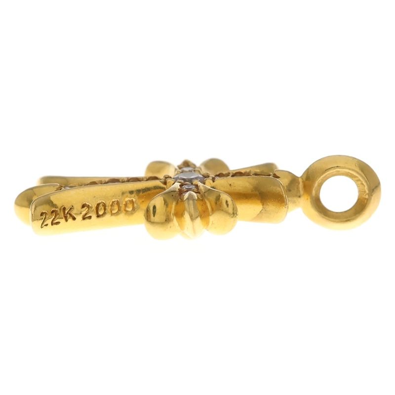 Chrome Hearts 22k Tny Crsf P Dia Tiny Fat Cross Pave Diamond Pendant Top Gold
