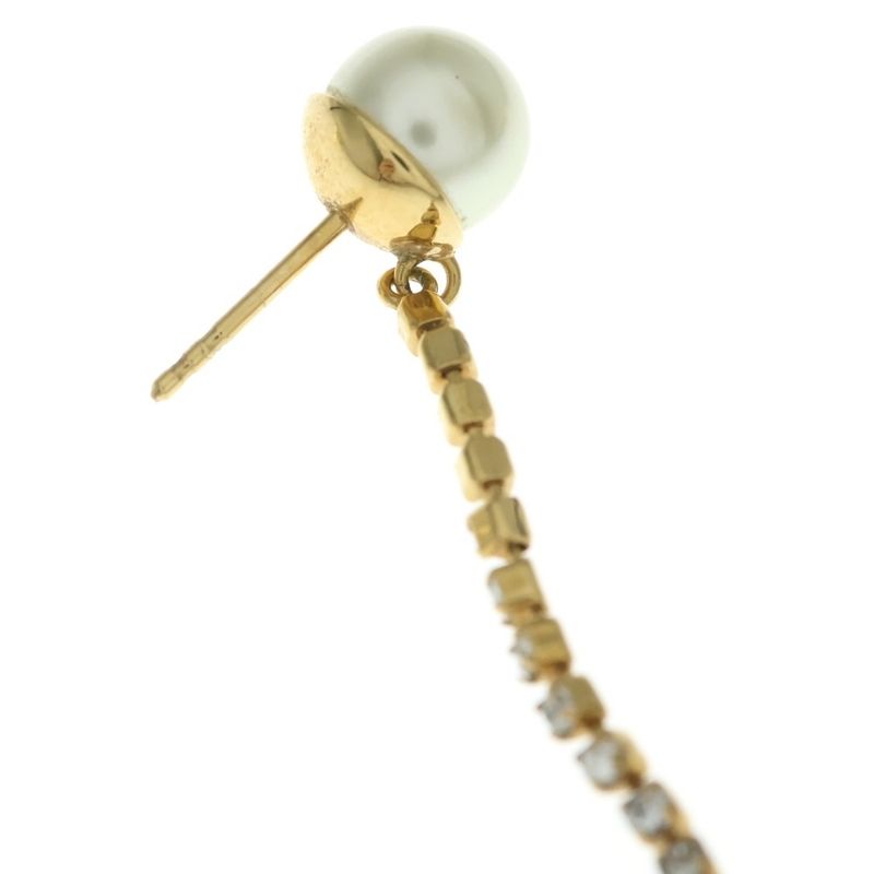 Dior Tribal Faux Pearl CD Logo Earrings Star Rhinestone Gold White