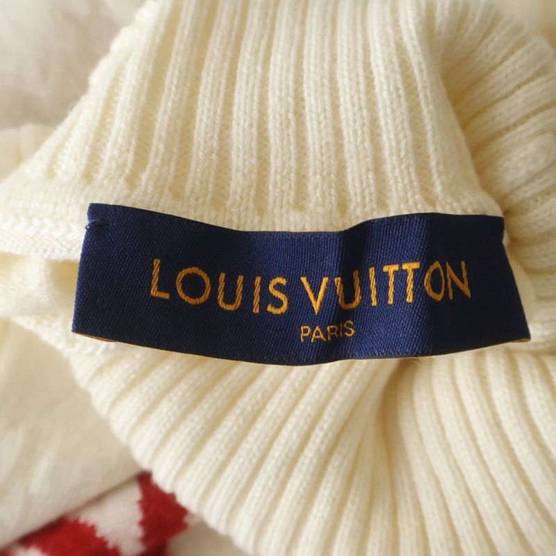 Louis Vuitton Front Embroidery Turtleneck Knit Sweater White Zll