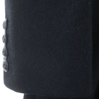 Saint Laurent Paris Anchor Button Double Breasted Chesterfield Coat Wool Black