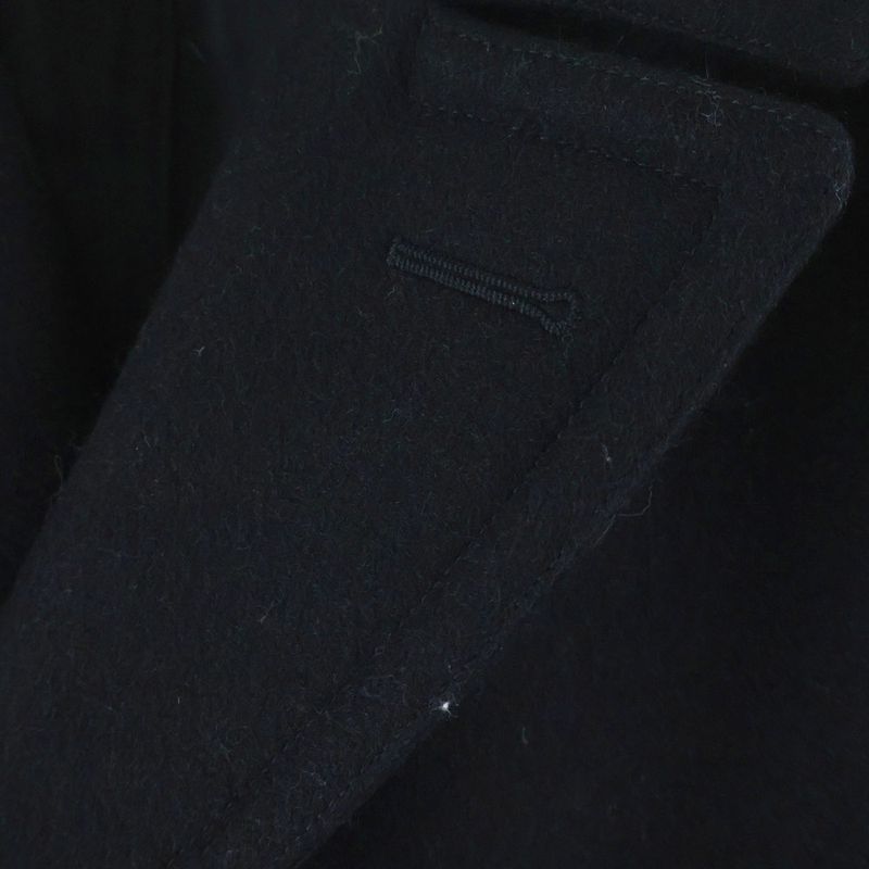 Saint Laurent Paris Anchor Button Double Breasted Chesterfield Coat Wool Black