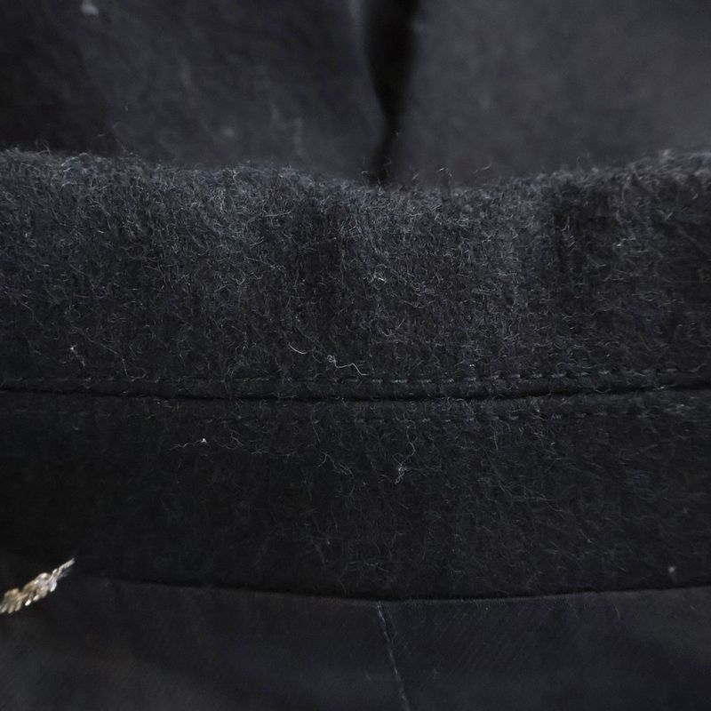 Saint Laurent Paris Anchor Button Double Breasted Chesterfield Coat Wool Black