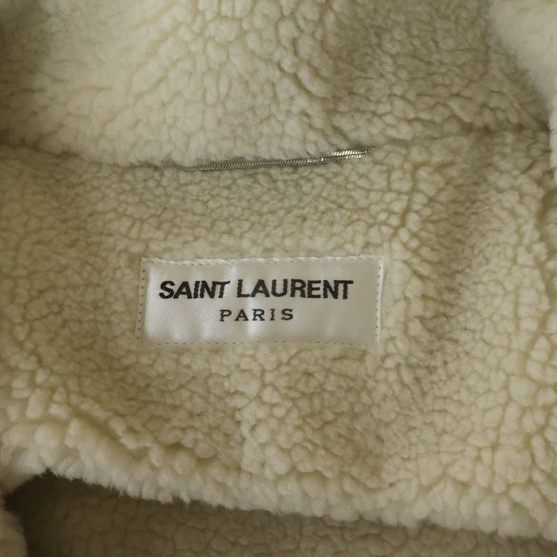 Saint Laurent Paris Faux Shearling Mouton Down Puffer Jacket Black