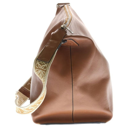 Loewe Cubby Shoulder Bag Brown Leather Silver