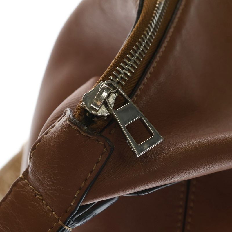Loewe Cubby Shoulder Bag Brown Leather Silver