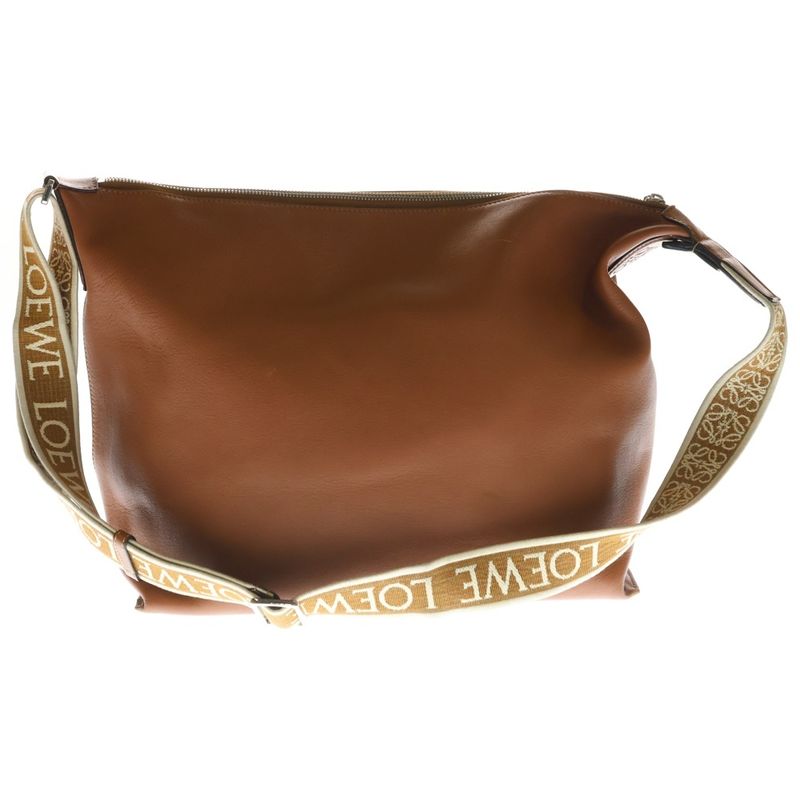 Loewe Cubby Shoulder Bag Brown Leather Silver
