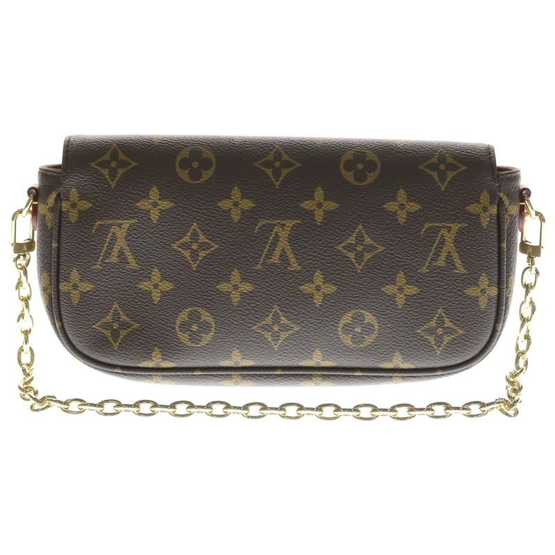 Louis Vuitton Monogram Wallet on Chain Ivy Mini Shoulder Bag Brown Leather Gold