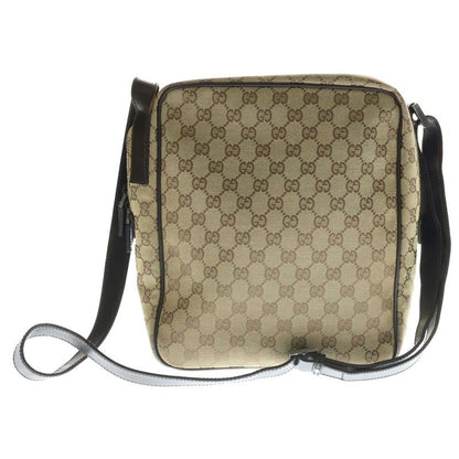 Gucci GG Canvas Crossbody Shoulder Bag Brown Beige Gold