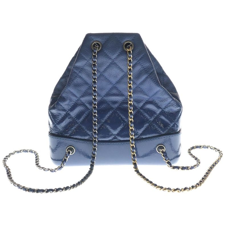 Chanel CC Logo Gabriel Backpack 2-Way Shoulder Bag Chain Blue Navy Leather