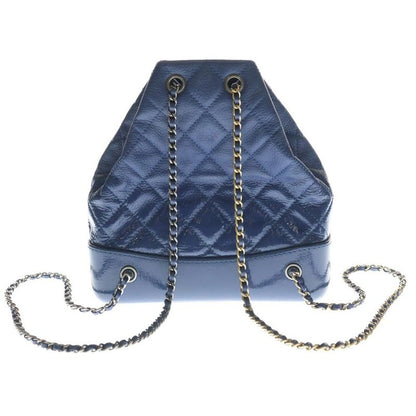 Chanel CC Logo Gabriel Backpack 2-Way Shoulder Bag Chain Blue Navy Leather