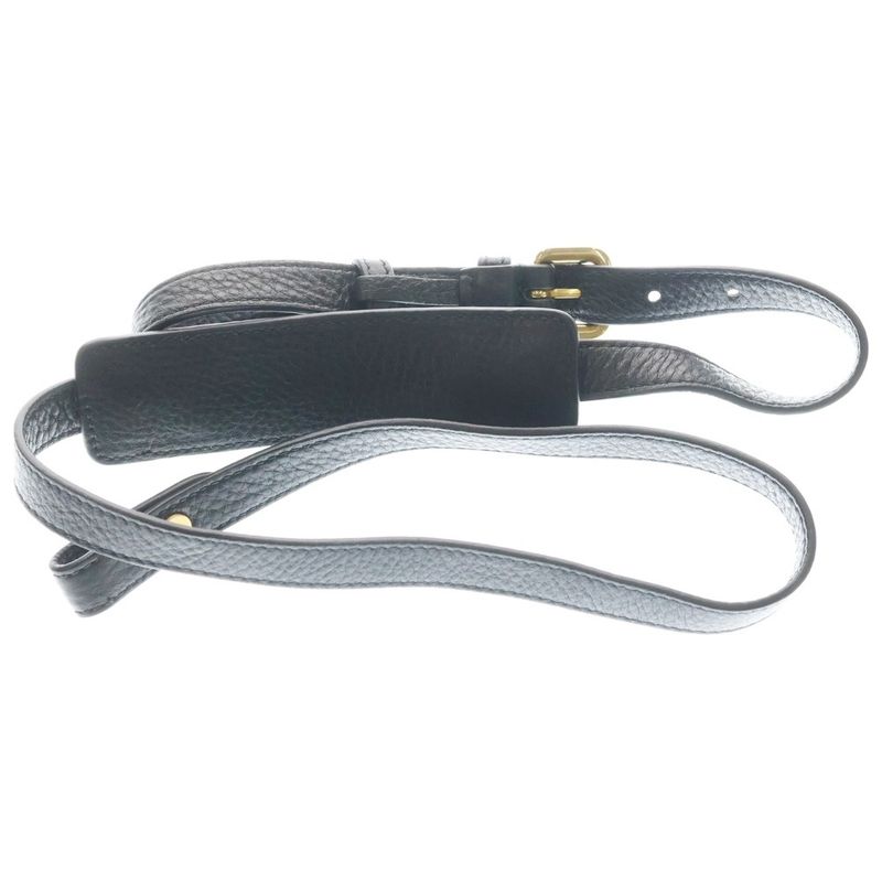 Prada Vitello Daino Shoulder Bag Black Leather Gold