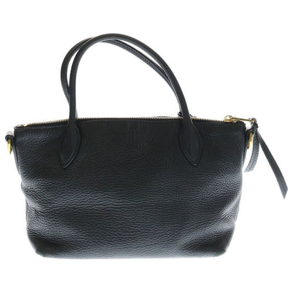 Prada Vitello Daino Shoulder Bag Black Leather Gold