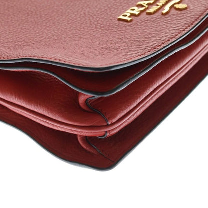 Prada Vitello Daino Mini Shoulder Bag Red Leather Gold