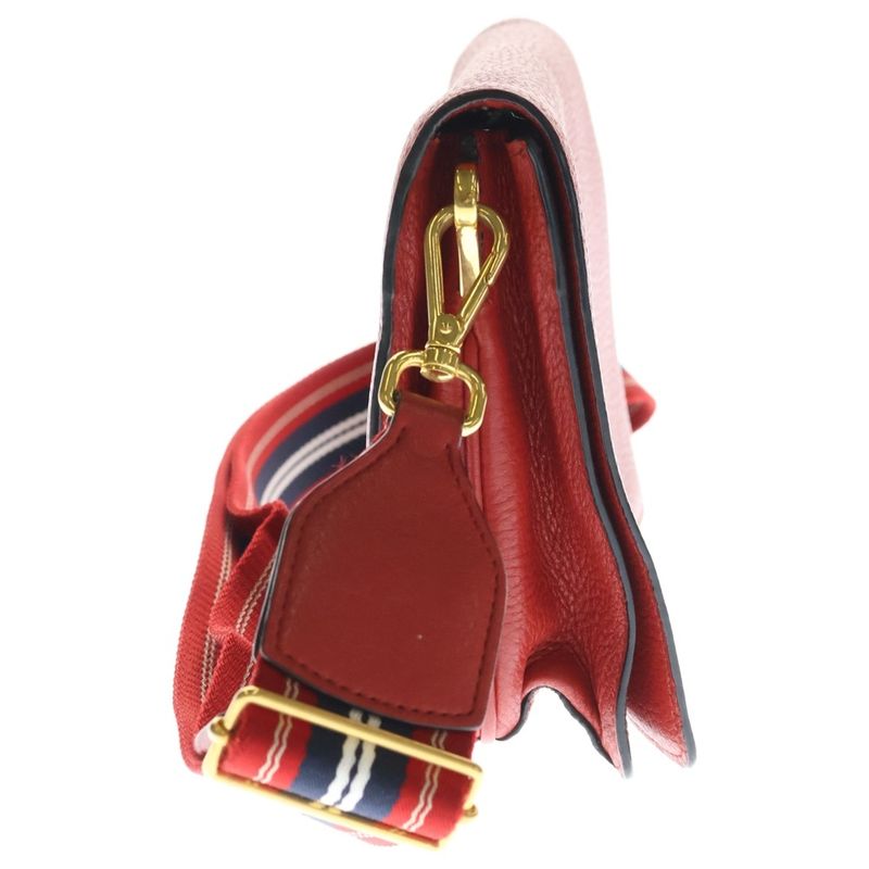 Prada Vitello Daino Mini Shoulder Bag Red Leather Gold
