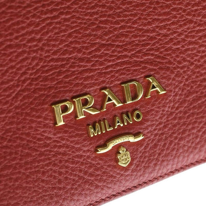 Prada Vitello Daino Mini Shoulder Bag Red Leather Gold