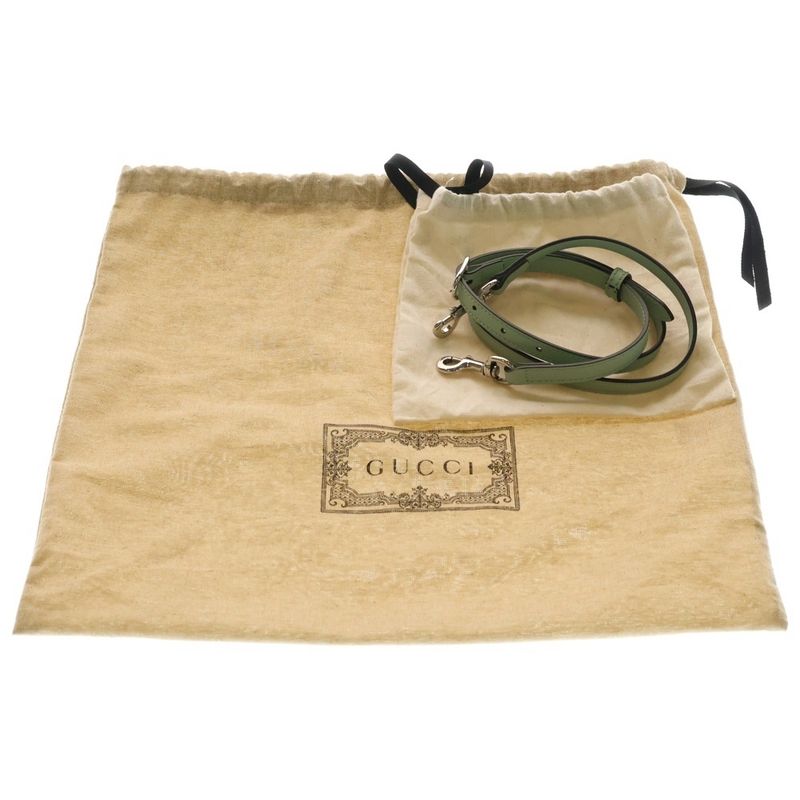 Gucci Ophidia Small Canvas Leather Hand Mini Boston Bag Silver Light Green
