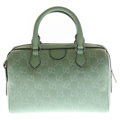 Gucci Ophidia Small Canvas Leather Hand Mini Boston Bag Silver Light Green
