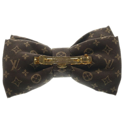 Louis Vuitton Barrette LV Pretty Bow Hair Clip Ribbon Brown Gold