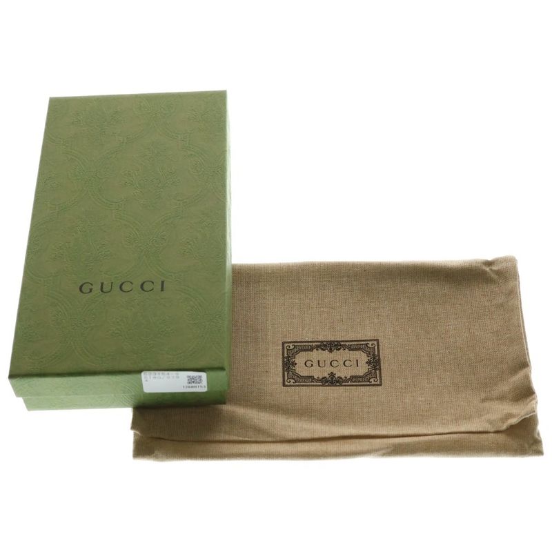 Gucci GG Supreme Wallet Card Case White Beige Leather Gold
