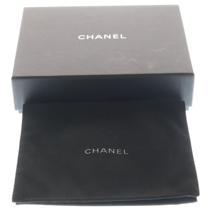 Chanel Quilted Bifold Wallet Card Case Compact Black Caviar Leather Gold