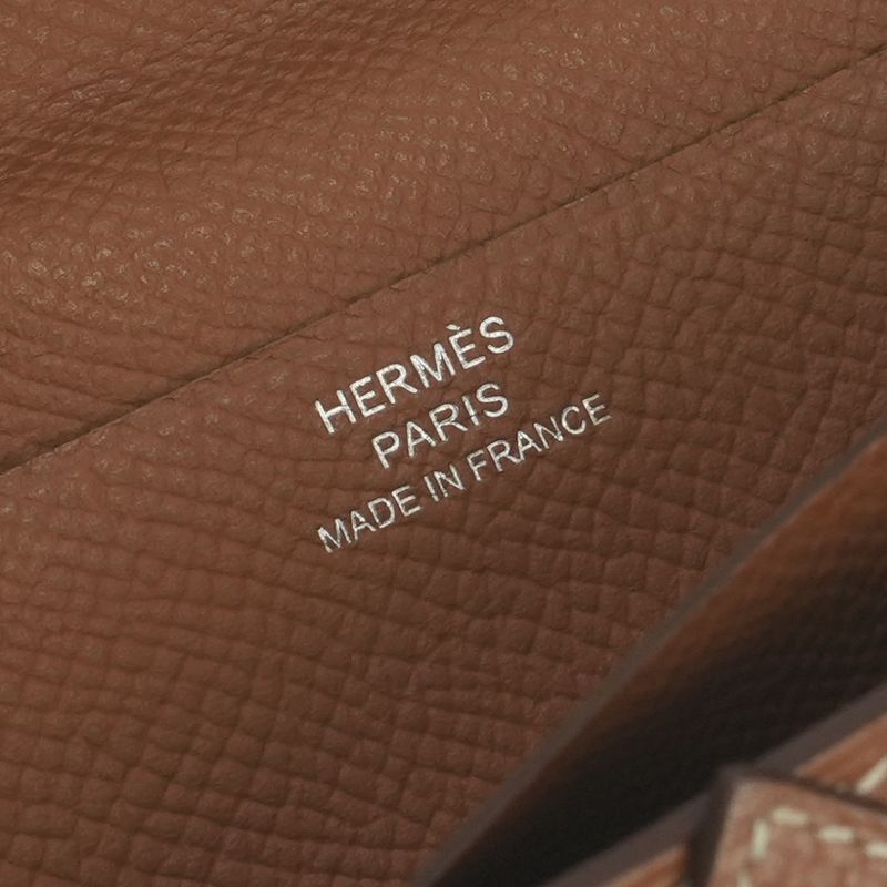 Hermes Bearn Souffle Wallet Epsom Gold Brown Silver Veau
