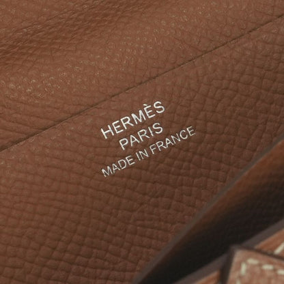 Hermes Bearn Souffle Wallet Epsom Gold Brown Silver Veau