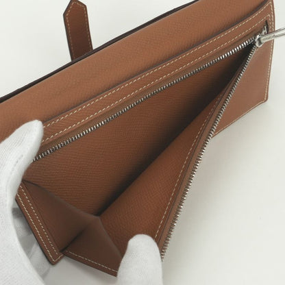 Hermes Bearn Souffle Wallet Epsom Gold Brown Silver Veau