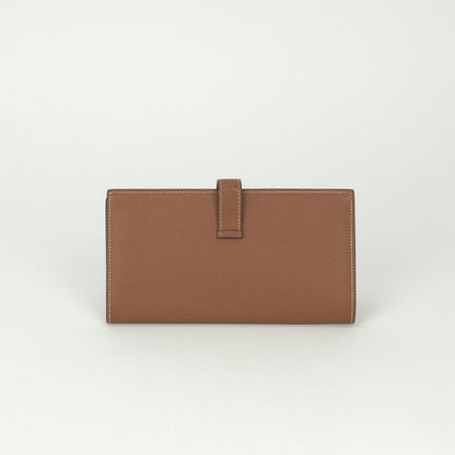 Hermes Bearn Souffle Wallet Epsom Gold Brown Silver Veau