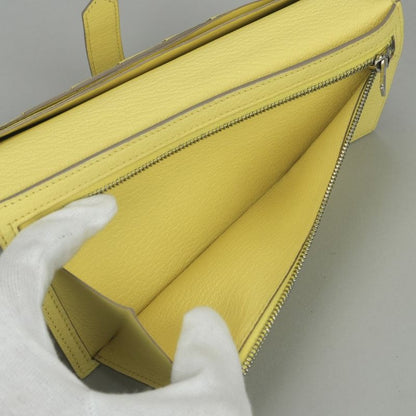 Hermes Bearn Souffle Wallet Chevre Limoncello Yellow Silver Misor