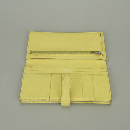 Hermes Bearn Souffle Wallet Chevre Limoncello Yellow Silver Misor