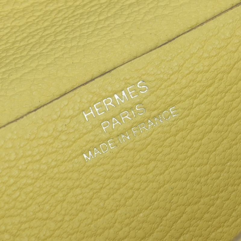 Hermes Bearn Souffle Wallet Chevre Limoncello Yellow Silver Misor