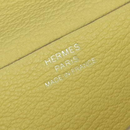 Hermes Bearn Souffle Wallet Chevre Limoncello Yellow Silver Misor