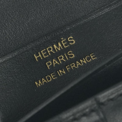 Hermes Bearn Compact Wallet Bifold Mini Box Calf Noir Black Gold