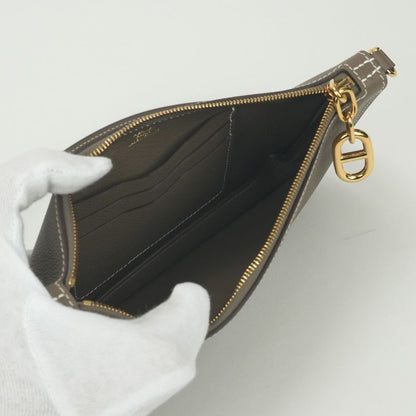 Hermes Zip Azap to Go Shoulder Bag Evercolor Etoupe Gray Gold Pouch Clutch