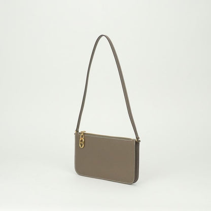 Hermes Zip Azap to Go Shoulder Bag Evercolor Etoupe Gray Gold Pouch Clutch