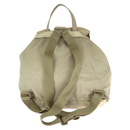 Prada Tessuto Beige Ivory Silver Nylon Leather Backpack