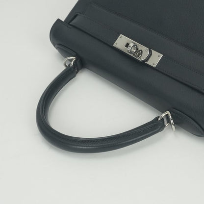 Hermes Kelly 28 Tote Shoulder Bag Grain Blue Indigo Blueindigo Silver 2-Way
