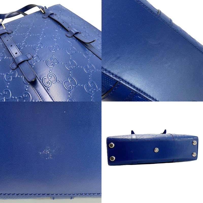 Gucci GG Embossed 2-Way Tote Blue Leather