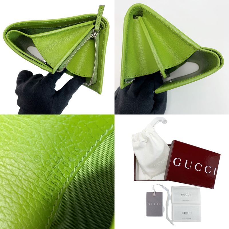 Gucci GG Marmont Bifold Wallet Green Leather Handbag