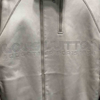 Louis Vuitton Leather Jacket Zip Up Stand Collar Sheep Lamb Logo 50 Off White