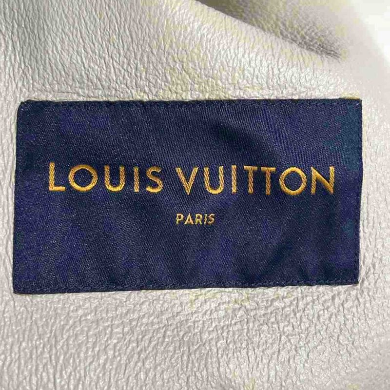 Louis Vuitton Leather Jacket Zip Up Stand Collar Sheep Lamb Logo 50 Off White