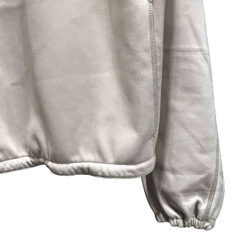 Louis Vuitton Leather Jacket Zip Up Stand Collar Sheep Lamb Logo 50 Off White