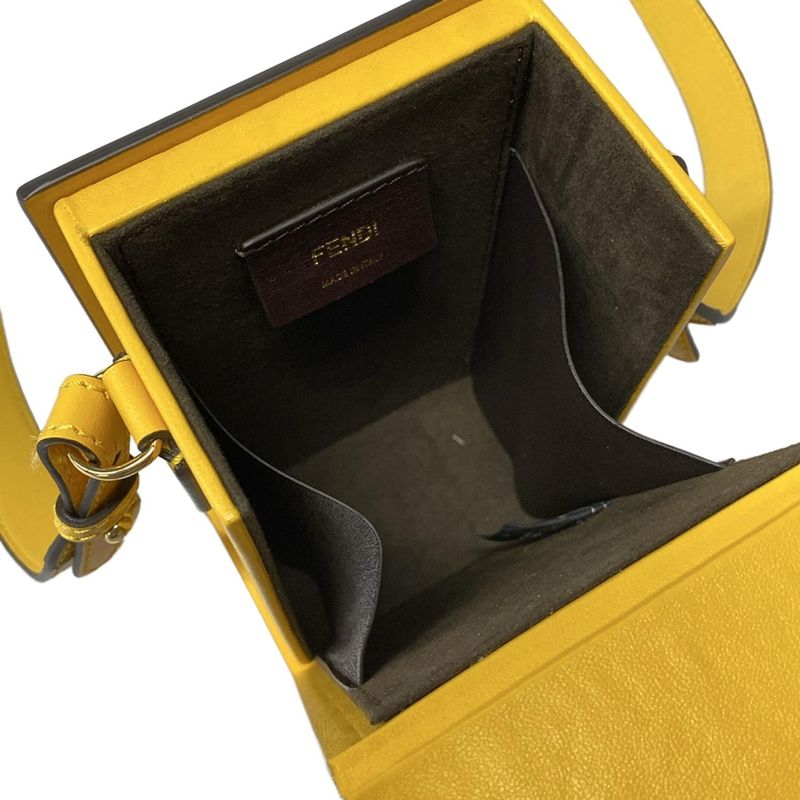Fendi Shoulder Bag Pack Yellow Light Blue Leather