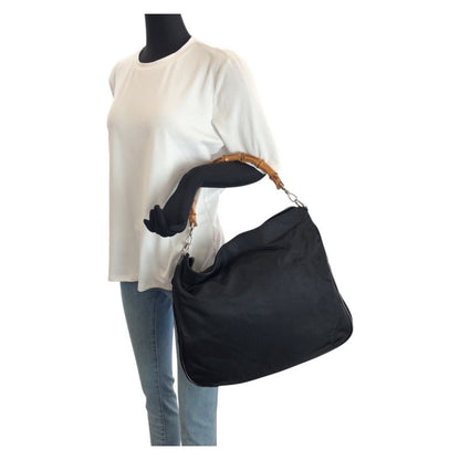 Gucci Black Silver Nylon Leather 001 Shoulder Bag